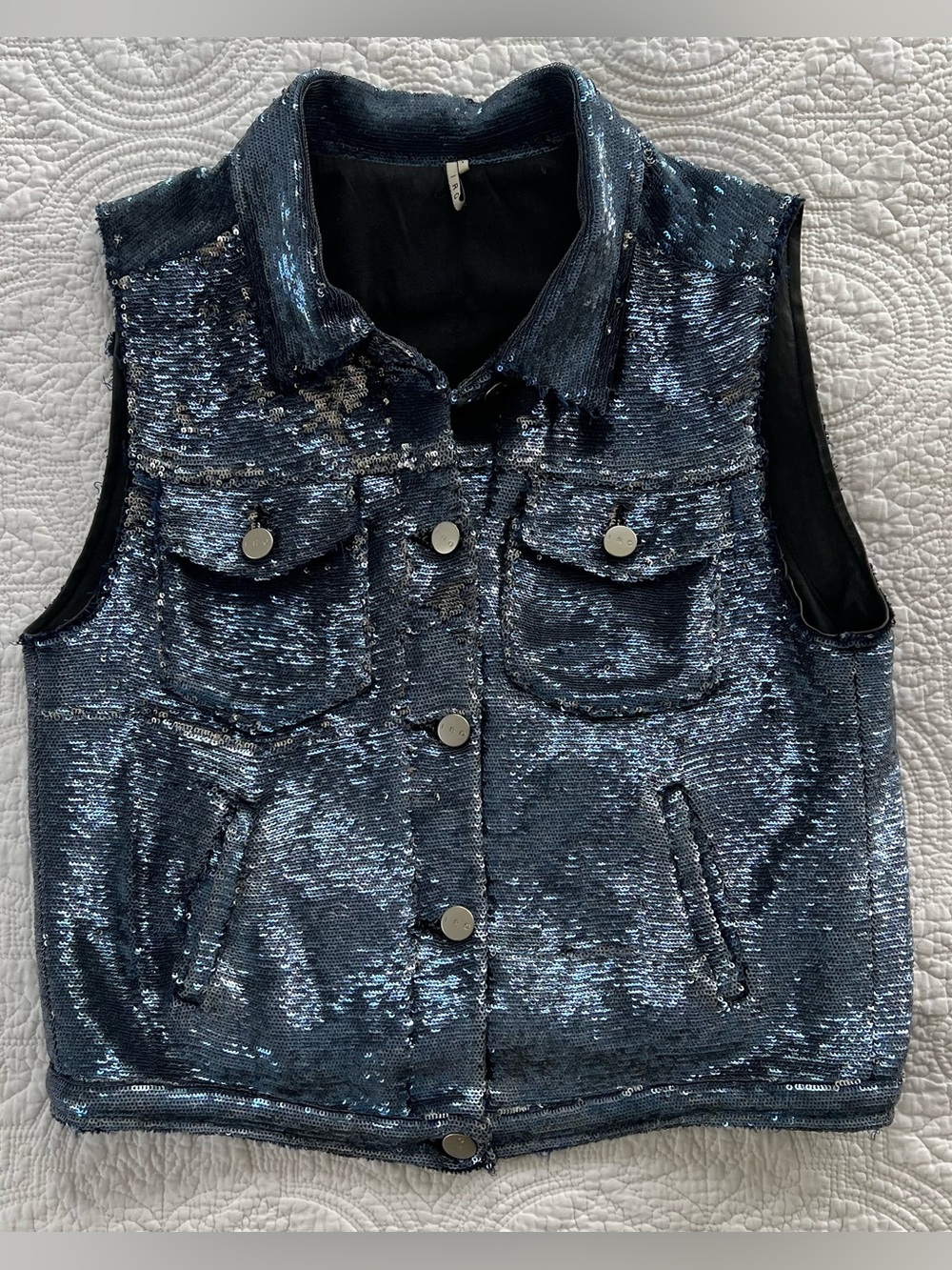 IRO Navy Sequin Sleeveless Vest S 1